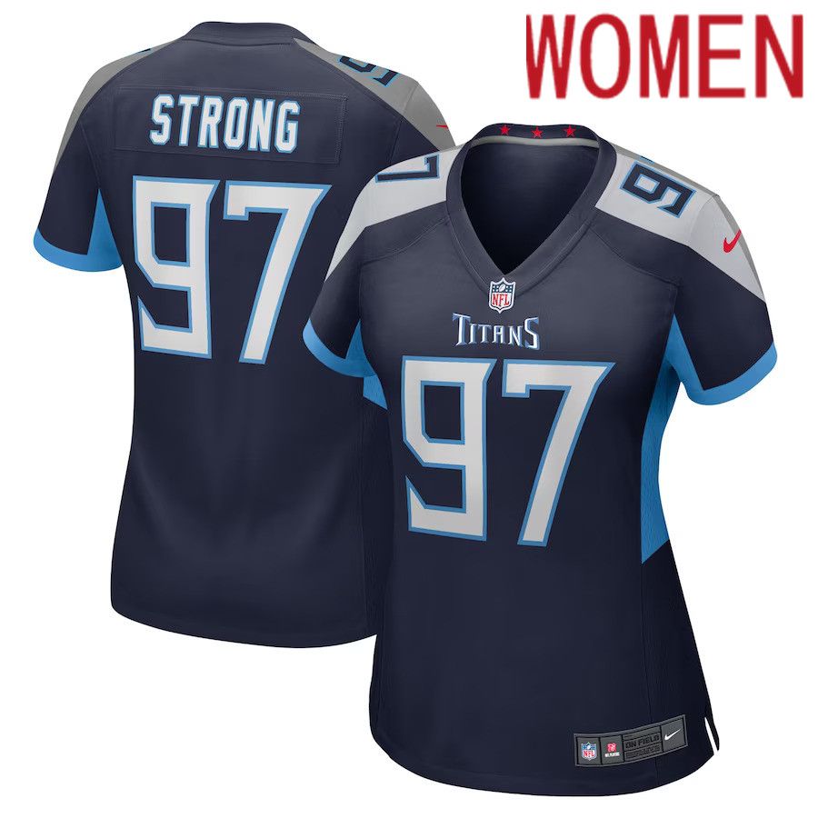 Women Tennessee Titans #97 Kevin Strong Nike Navy Game Player NFL Jersey